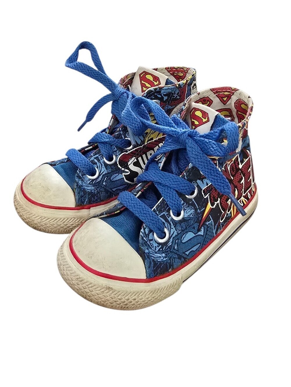 Converse All Star Chuck Taylor High Top Kids Blue Sneakers Superman Size 6